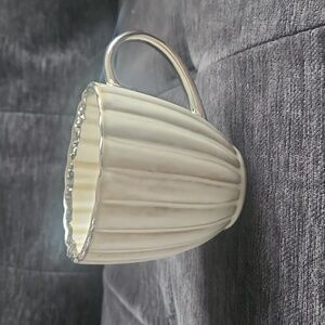 Elegant Cream Mug with Silver Handle